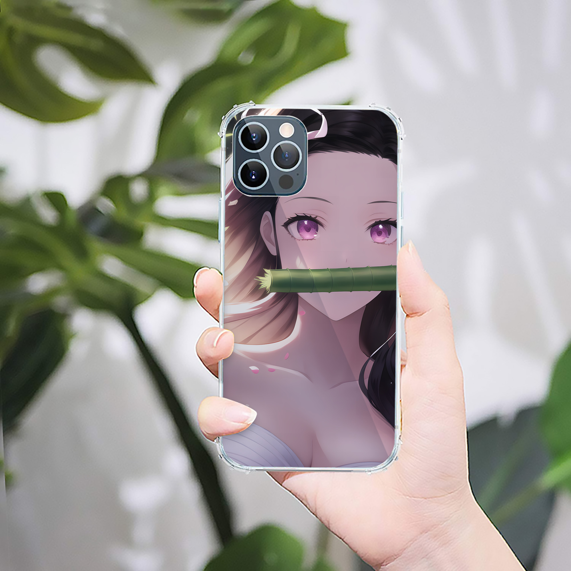 （画像用） 鬼滅の刃（きめつのやいば）竈門 禰󠄀豆子／かまど ねずこ Kamado Nezuko 【iPhone 12シリーズ対応】透明スマホケース（クリアソフトケース）